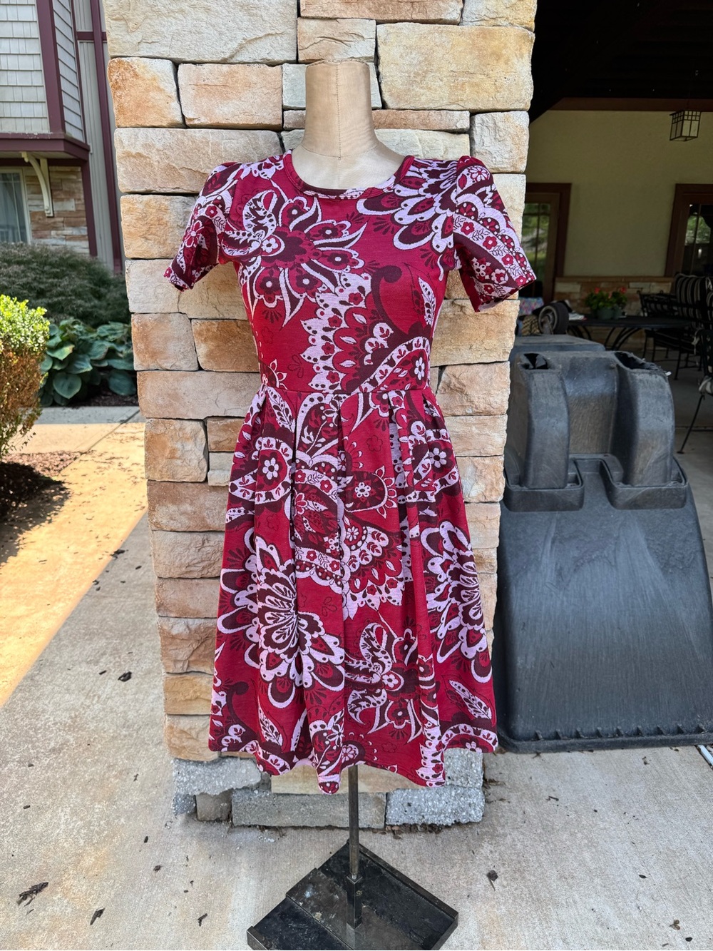 LuLaRoe Red Floral Fit & Flare Dress